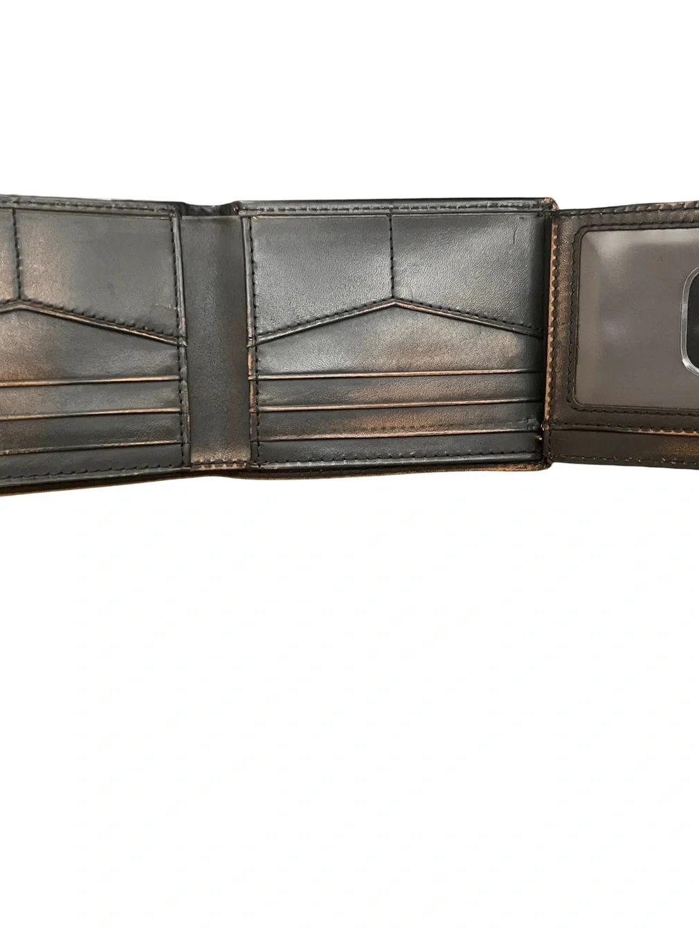 Fossil Black Leather Wallet with Tan‎ Stitching